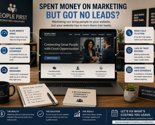 spent money on marketing but go no leads look at your website first we can help business design Innovations